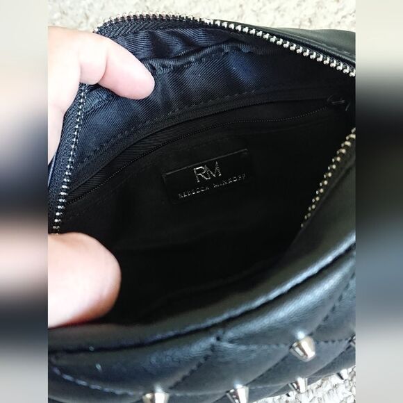 RM Rebecca Minkoff diamond quilted  with studded crossbody in black - Picture 5 of 12